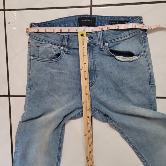 PacSun Men's Active Stretch Slim Fit Jeans 30x32 Light Blue Denim - Picture 6 of 11